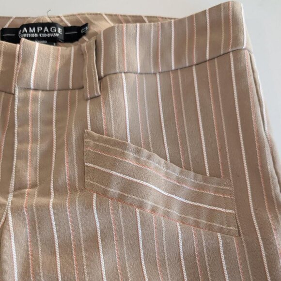 Vtg Y2K Rampage Sz 0 Pinstripes Striped Cropped Pants Pockets Office Siren Chic - Picture 5 of 10